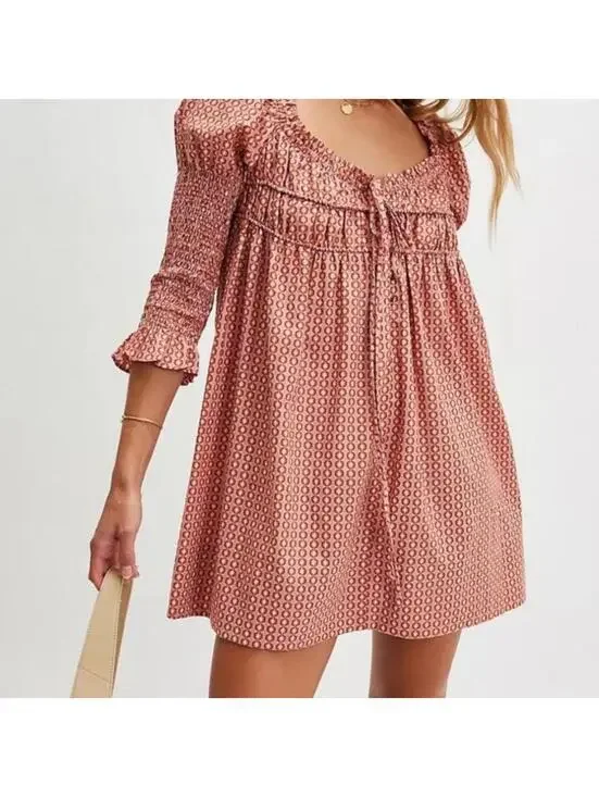 Free People Star Dip Mini Dress in the "Glass Roses Combo" colorway Sz M #1389 - Picture 7 of 13